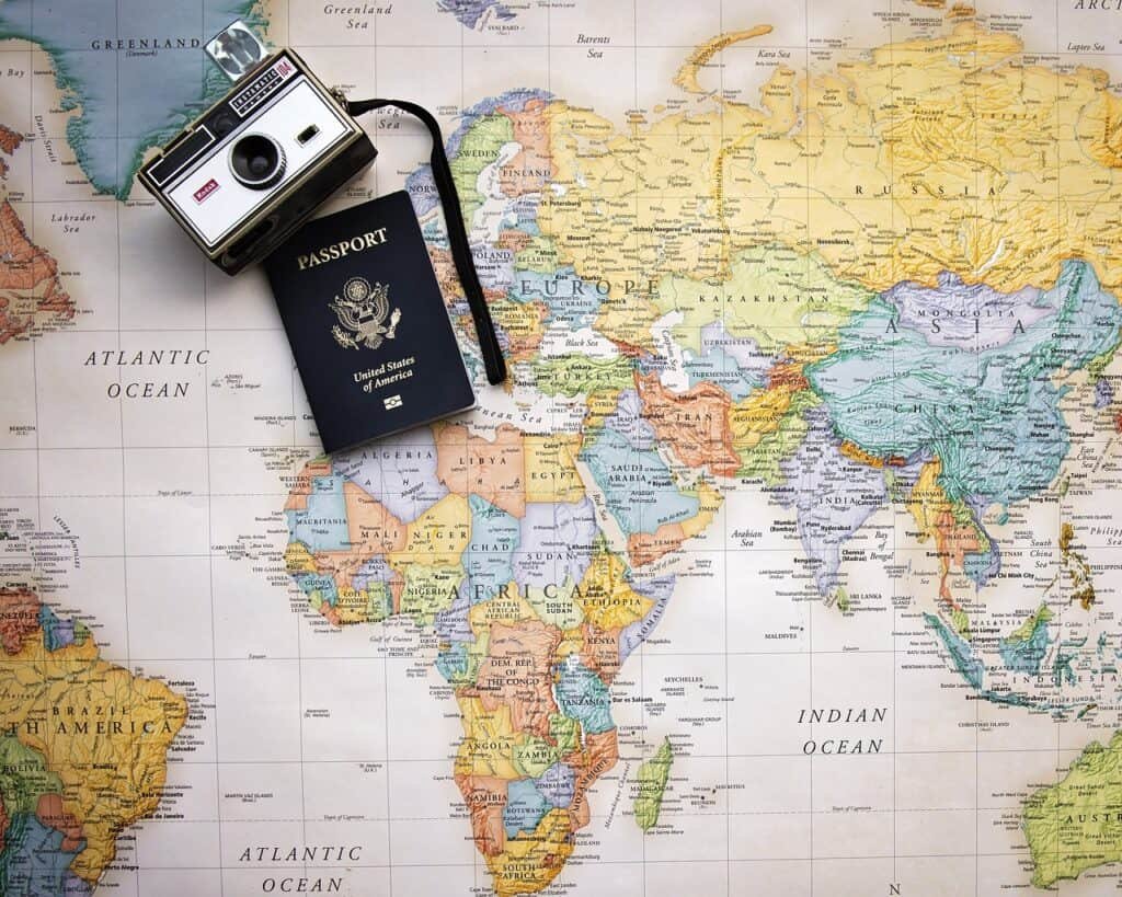 Trip planning with a map and passport