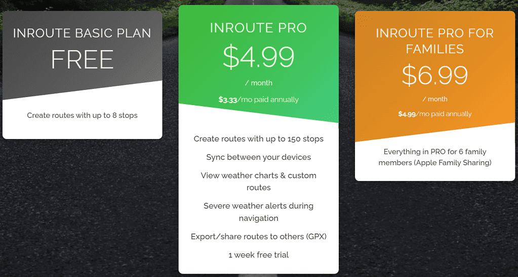 inRoute pricing