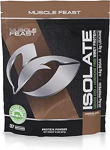 Muscle Feast Grass-Fed Whey Protein Isolate, All Natural Hormone Free Pasture Raised, Chocolate, 2lb (37 Servings)