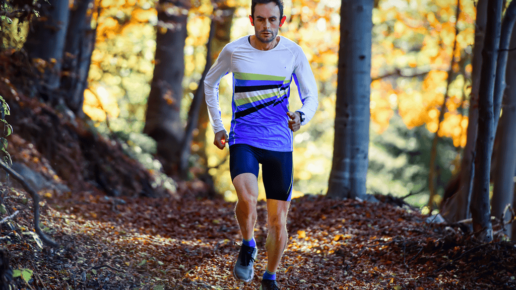 Beginner trail runner out on the trail