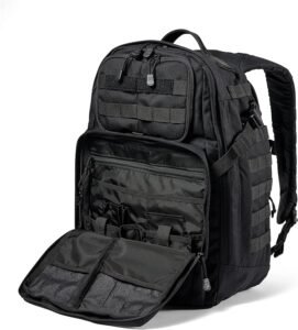 5.11 Tactical Backpack, Rush 24 2.0, Military Molle Pack, CCW with Multiple Compartments, 37 Liter, Medium, Style 56563, Black